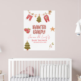 Poster Fille du Père Noël Garçon Vacances Baby Shower