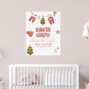 Poster Fille du Père Noël Garçon Vacances Baby Shower  