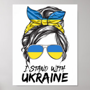Poster Fille d'Ukraine Fille ukrainienne Drapeau Chignon