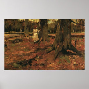 Poster Fille en blanc dans les bois 1882, Vincent van Gog