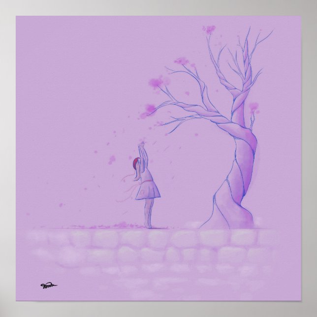 Poster Fille et arbre (Devant)