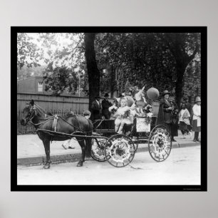 Poster Fille et chiens 1921 de chariot de poney