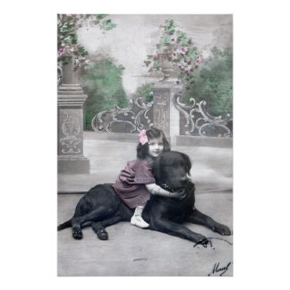Poster Fille et son chien