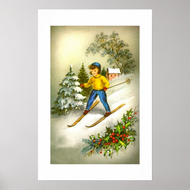 Poster Fille faisant du ski (Devant)