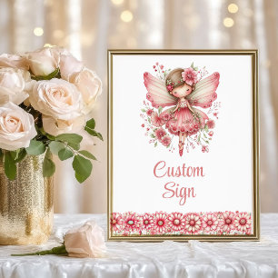 Poster Fille Fée Rêveuse Floral Rose Anniversaire Signatu