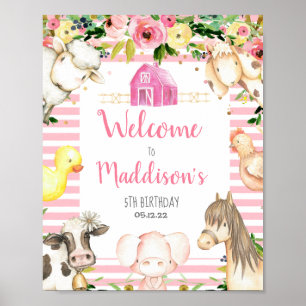 Poster Fille ferme signe de bienvenue