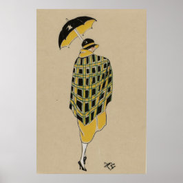 Poster Fille Flamme Dans La Pluie