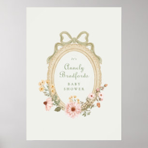 Poster Fille Florale Élégante Sagement Cadre Baby Shower