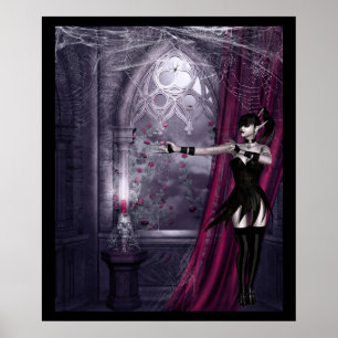Poster Fille gothique d'imaginaire dans la chambre