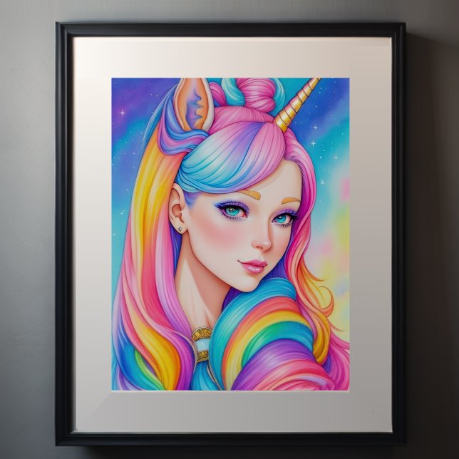 Poster Fille habillée en licorne (Créateur téléchargé)