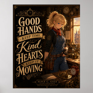 Poster Fille horlogère Steampunk Citation Inspirante Post
