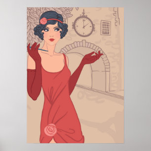 Poster Fille illustrée d'aileron