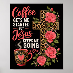 Poster Fille Jésus Café Femmes Foi Chrétienne Croyante