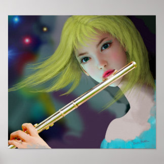 Poster Fille jouant de la flûte 2