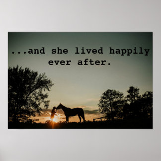 Poster Fille Kissing Horse Elle A Vécu Heureusement Après