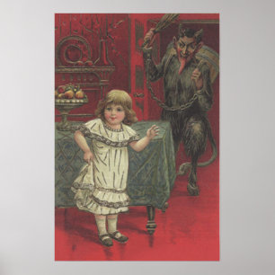 Poster Fille Krampus rouge Interrupteur de salle à manger