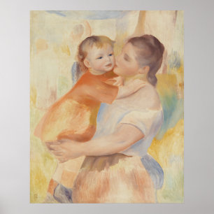 Poster Fille laveuse et enfant (1886) Pierre-Auguste Reno