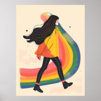 Poster fille lgbt arc-en-ciel, Lesbienne gay, fierté