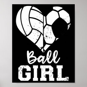 Poster Fille Ll Cœur Drôle Soccer Volleyll Fille