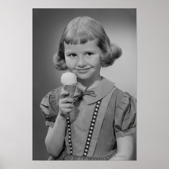 Poster Fille mangeant de la glace (Devant)