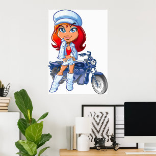 Poster Fille motard