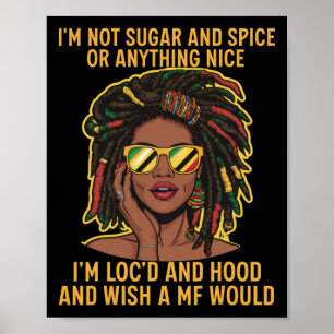 Poster Fille noire aux cheveux locs femme mélanine Je ne