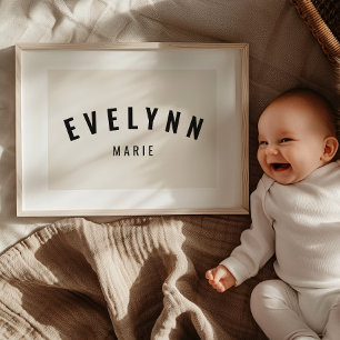 Poster Fille Nom personnalisé Imprimer Minimaliste Neutre