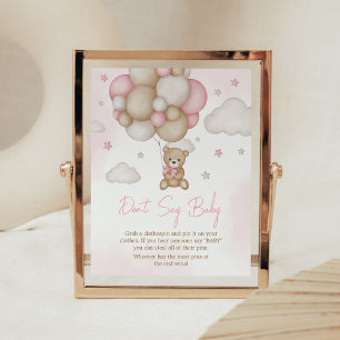 Poster Fille ours Baby shower de ballon ne pas dire bébé