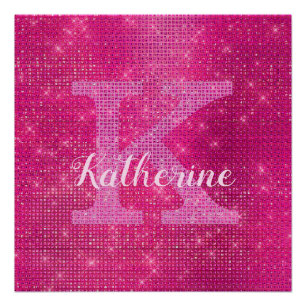 Poster Fille Parties scintillant de glam rose chaud étinc