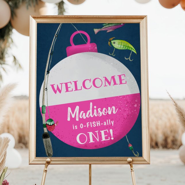 Poster Fille Pêche O-FISH-ally Anniversaire Bienvenue (Créateur téléchargé)