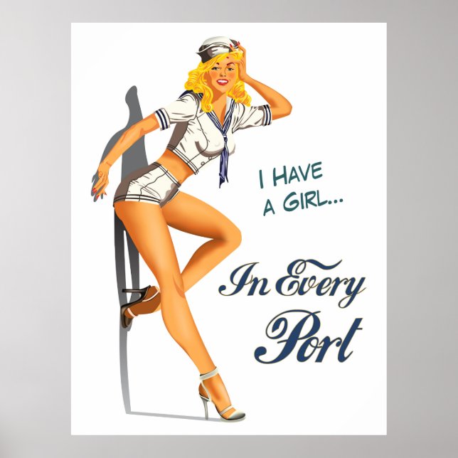 Poster Fille pin-up de marin (Devant)