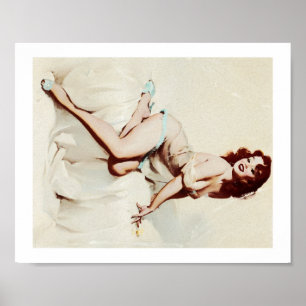 Poster Fille Pin- vintage