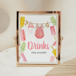 Poster Fille Popsicle Baby shower Boissons