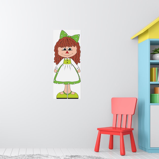 Poster Fille Poupée de chiffon Robe verte à pois (Créateur téléchargé)