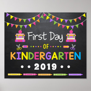 Poster Fille Premier Jour de Maternelle, Panneau à la Cra