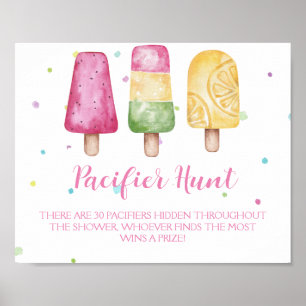 Poster Fille prête à pop Baby shower jeu chasse pacifier