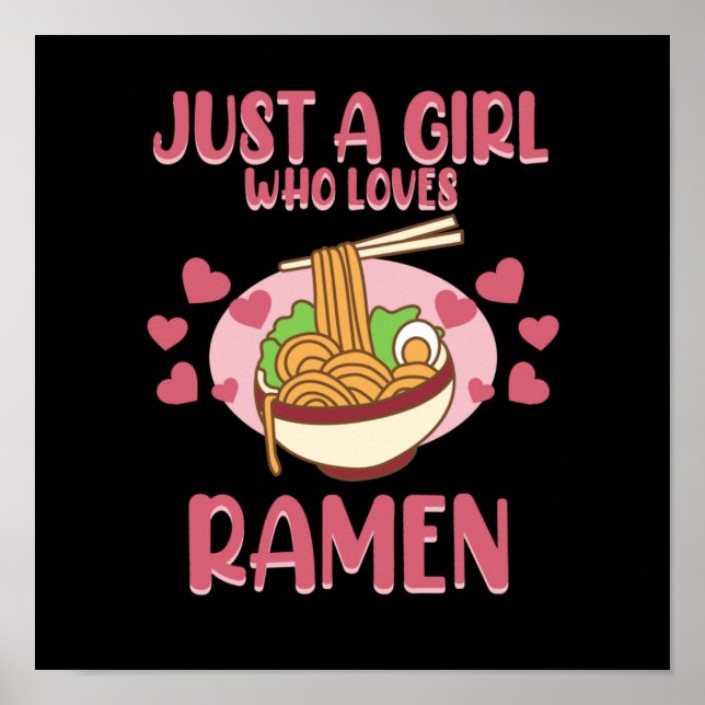 Poster Fille Qui Aime Ramen Anime Kawaii Ramen Noodles Gr (Devant)