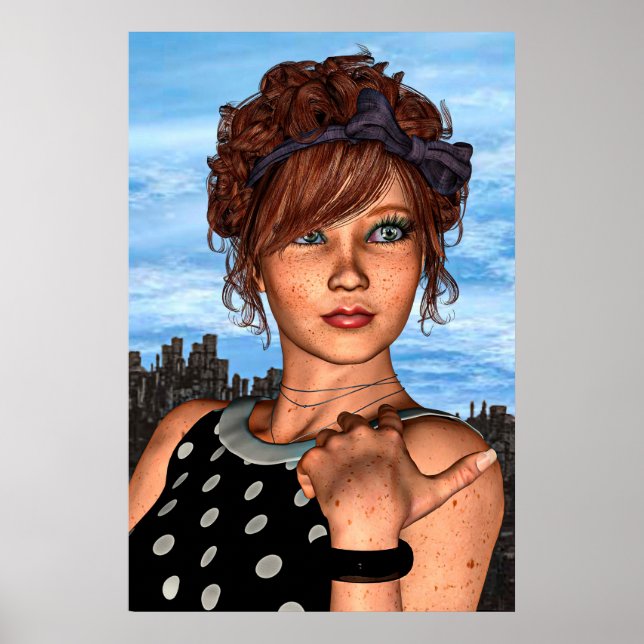 Poster Fille Rétro (Devant)