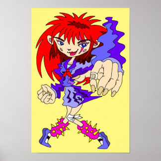 Poster Fille rétro cyberpunk.