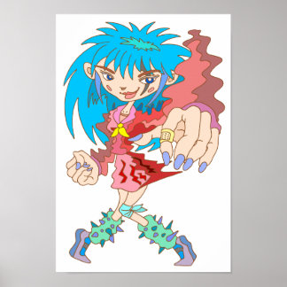 Poster Fille rétro cyberpunk.