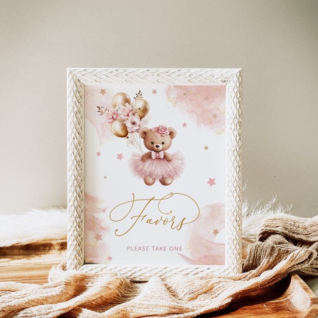 Poster Fille rose Teddy Ours Baby shower Faveurs (Créateur téléchargé)