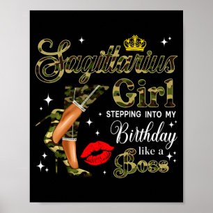 Poster Fille Sagittaire Camouflage Noir Femme Camo Talons
