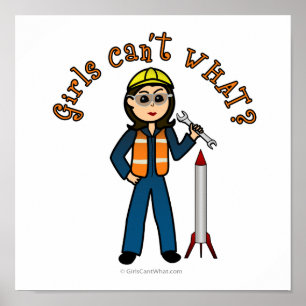 Poster Fille scientifique de fusées légères