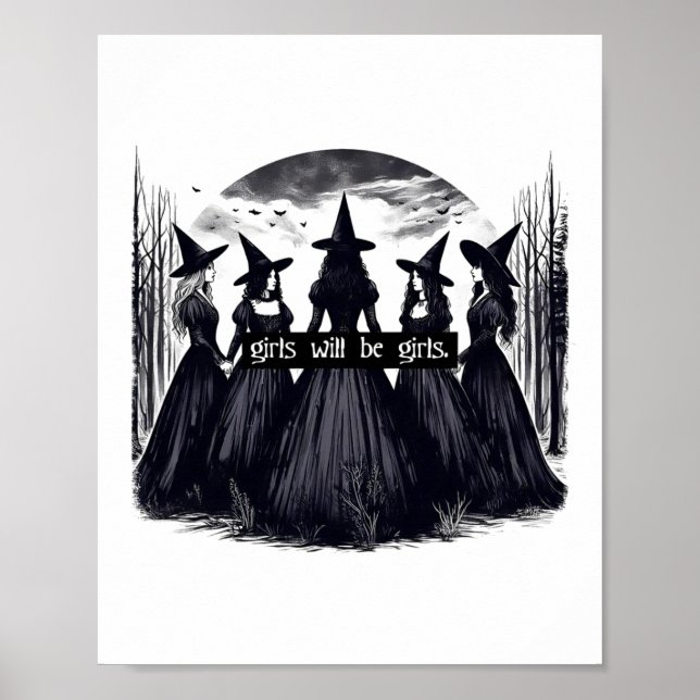 Poster Fille Sera Filles Sorcière Halloween Drôle Witchy  (Devant)