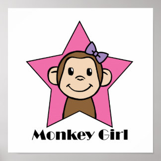 Poster Fille singe