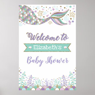 Poster Fille Sirène Baby shower Beach Accueil de la mer