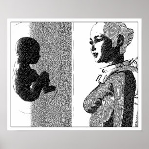 Poster fille spatiale et bébé