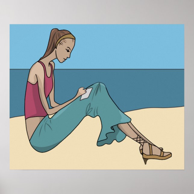 POSTER FILLE SUR LA PLAGE (Devant)