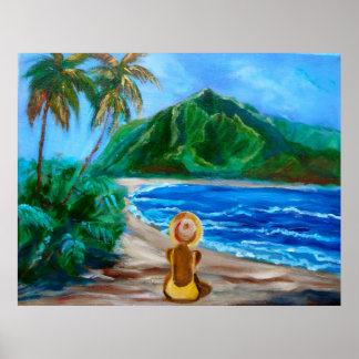 Poster Fille sur la plage