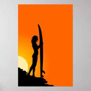Poster Fille surfeuse